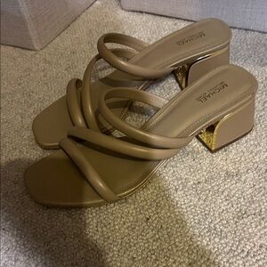 Michael Kors Beige Strappy Block Heels